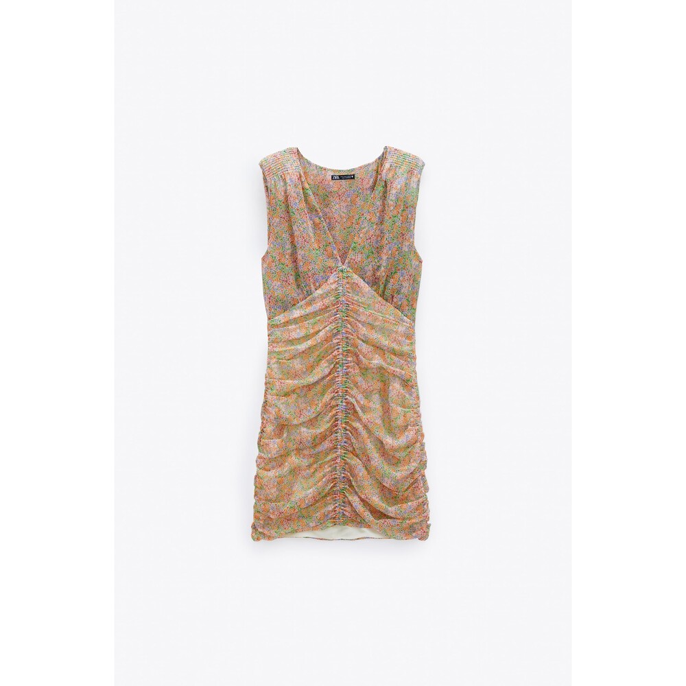 Zara Floral Print Ruched Sleeveless Mini Dress (NWT)